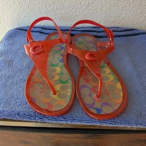 Coach Red Jelly Sandals